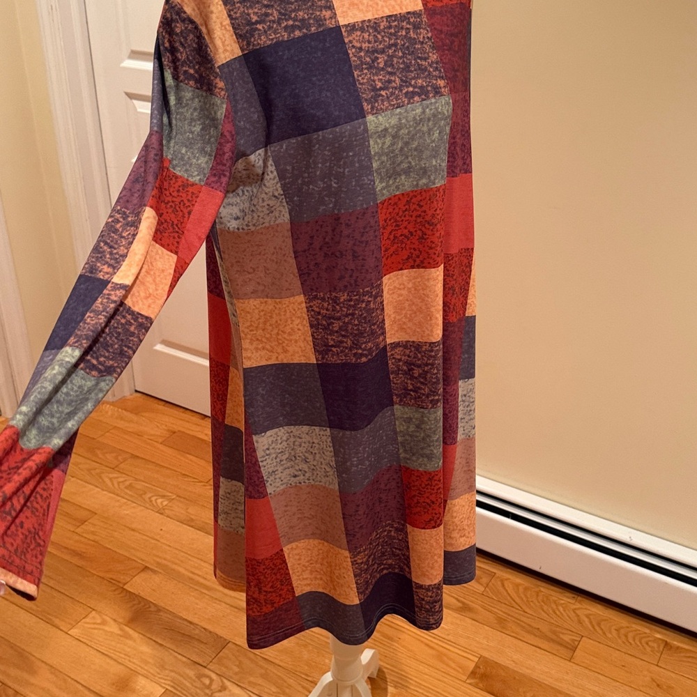 Turtleneck Long Sleeve Patchwork Swing Dress - Mu… - image 6